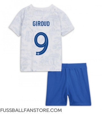 Frankreich Olivier Giroud #9 Replik Auswärtstrikot Kinder WM 2022 Kurzarm (+ Kurze Hosen)